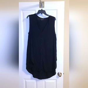 Eileen Fisher sleeveless silk, button front tunic